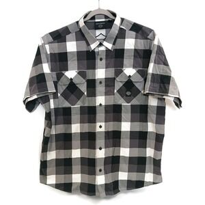 Harley-Davidson Shirt Mens 2XL Black Gray Plaid Bar & Shield Wrinkle Resistant